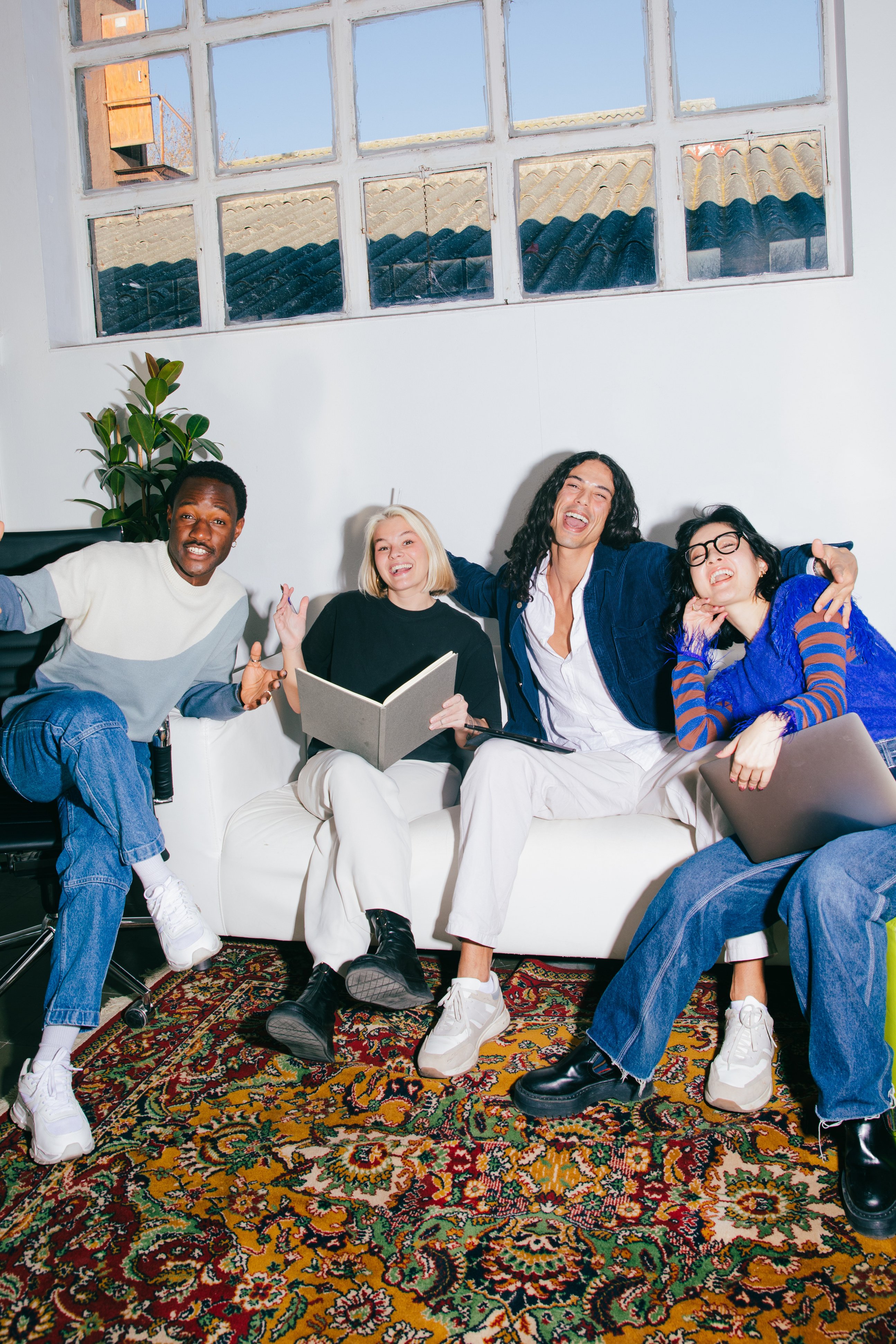 High Flash People Portraits Colleagues on the Office Lounge